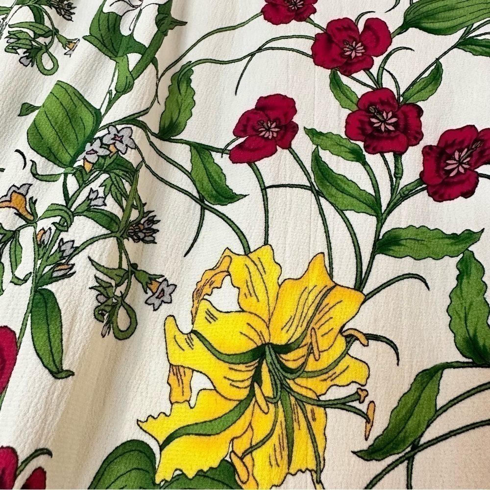 Veronika Maine top blouse floral tie front white pink yellow ladies size 6 - Picture 3 of 6